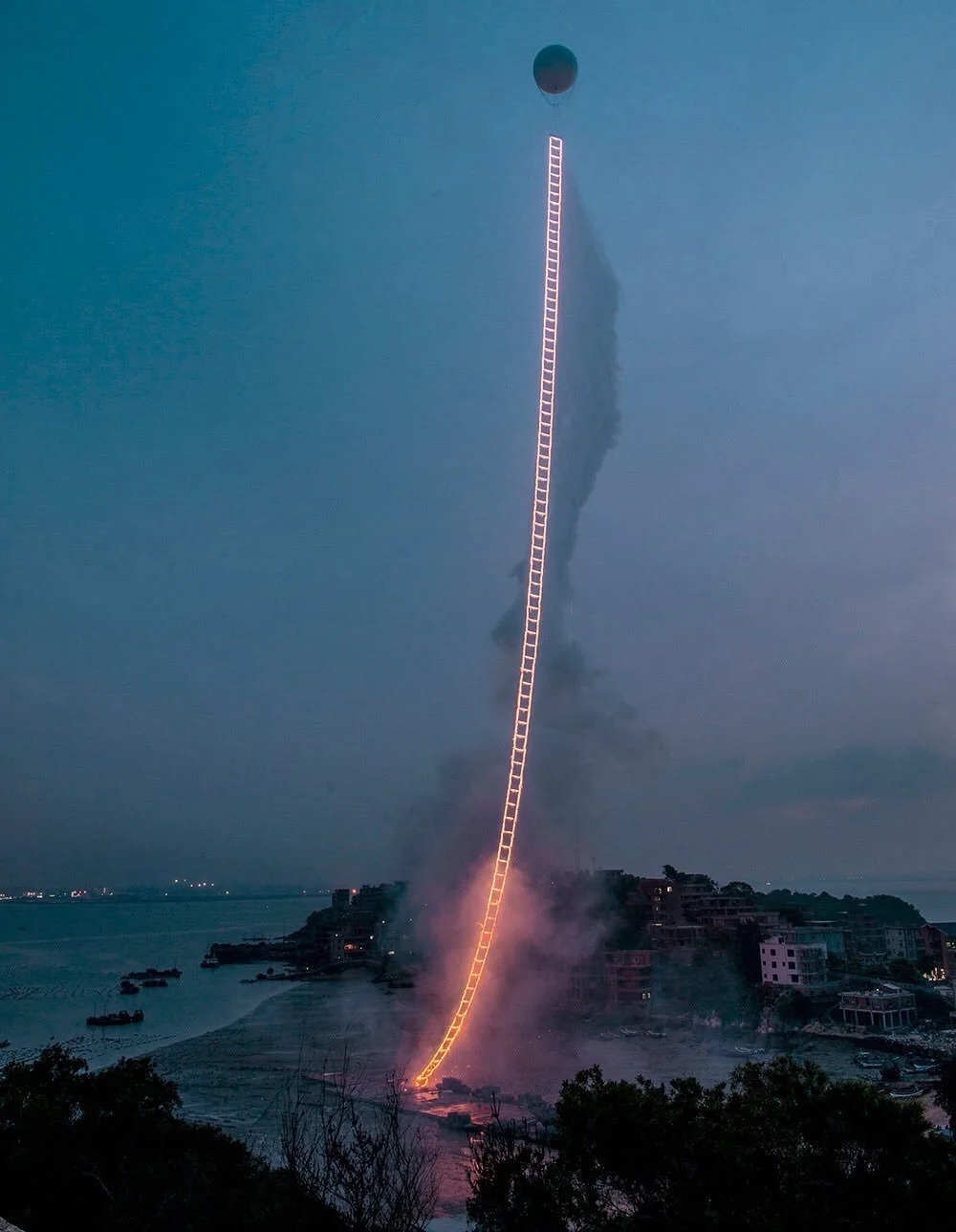 Video Of Chinese Artist’s Flaming “Stairway to Heaven” Goes Viral